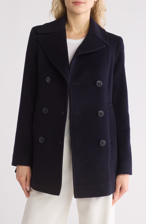 Shop Fleurette Classic Wool Blend Peacoat In Navy