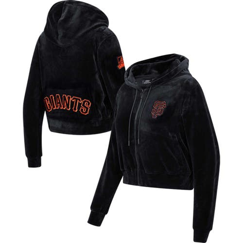 Women's Pro Standard Black San Francisco Giants Classic Velour Full-Zip Hoodie Track Jacket