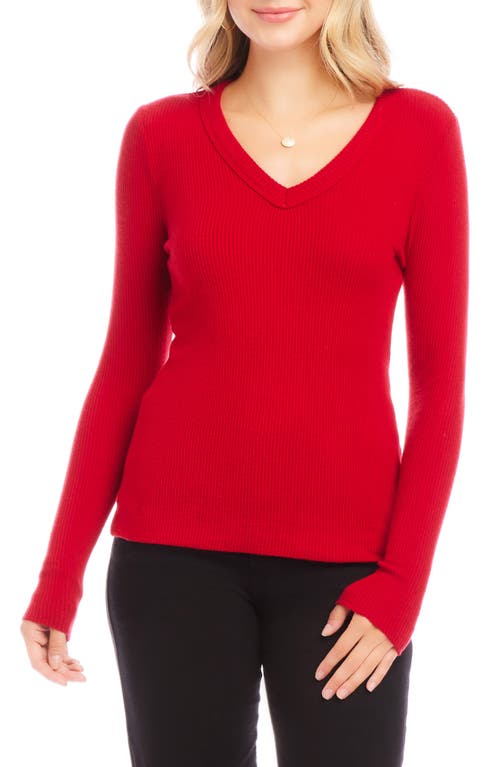 Shop Karen Kane V-neck Brushed Rib Top In Red