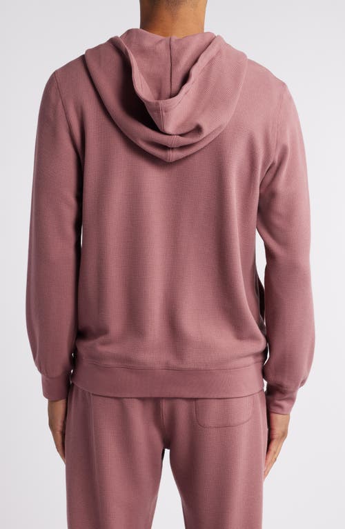 Daniel Buchler Waffle Texture Zip Hoodie In Rust