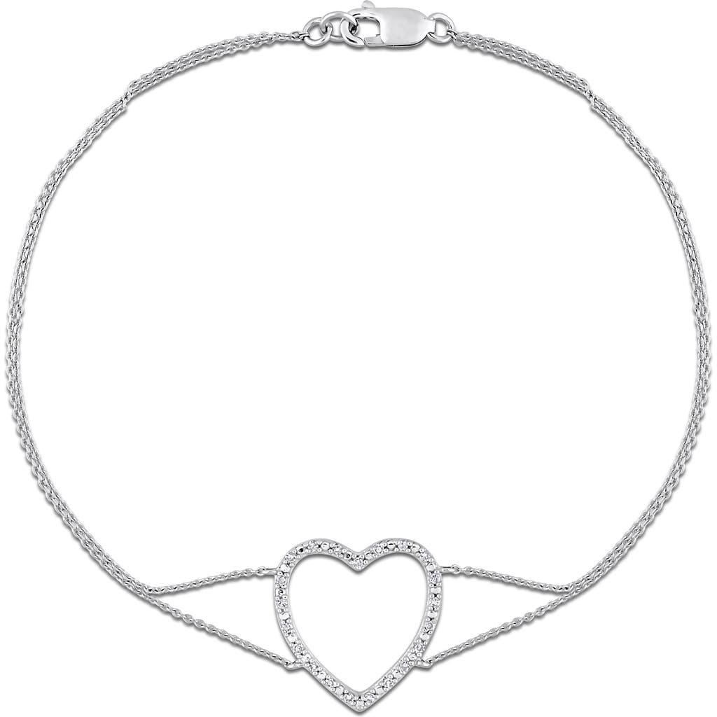 Delmar Diamond Open Heart Bracelet In White Gold
