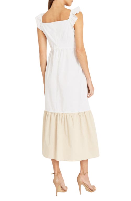 Donna Morgan Colorblock Print Maxi Dress In Ivory/sand