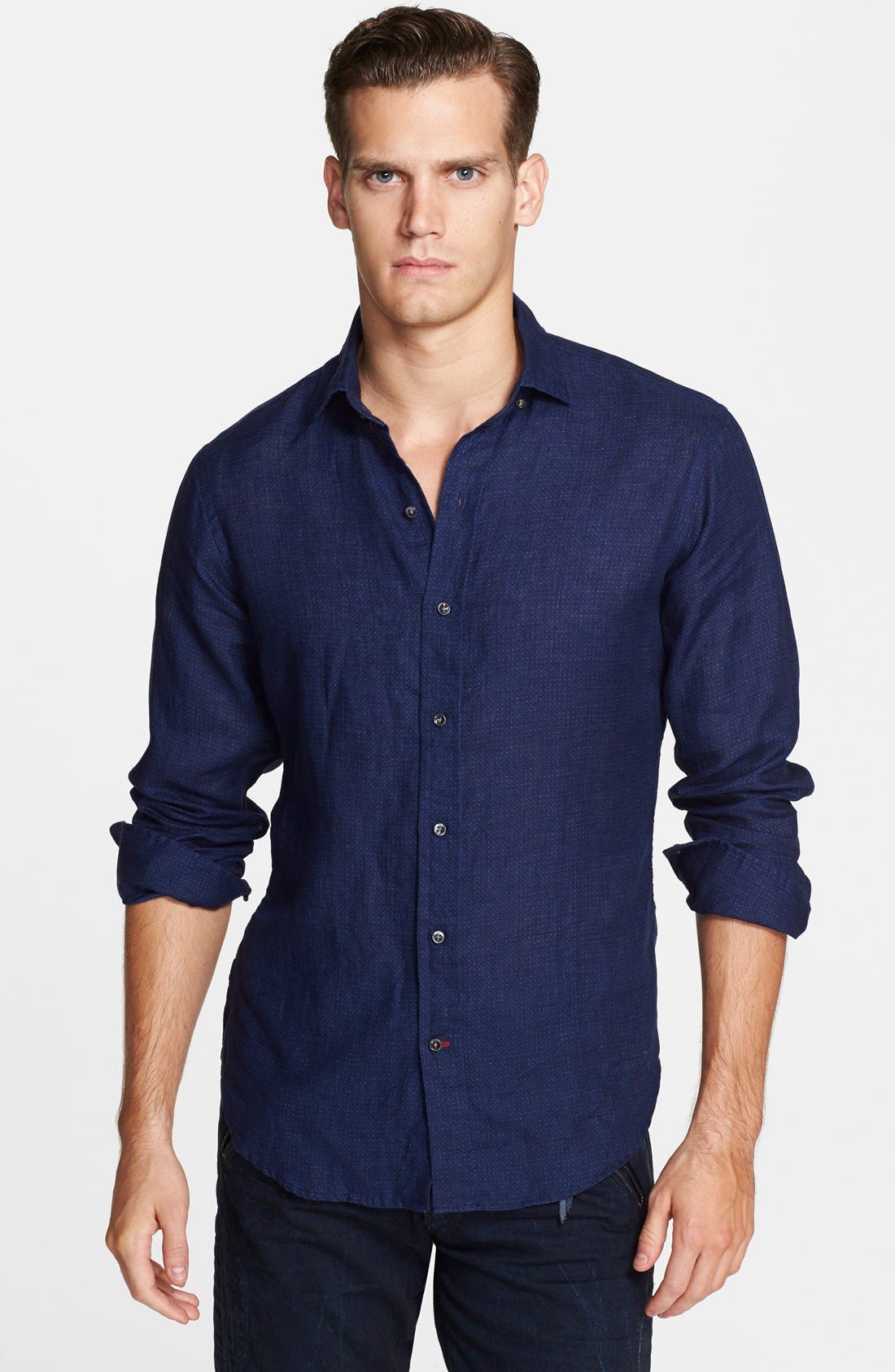 Ralph Lauren Black Label Trim Fit Print Linen Shirt Nordstrom