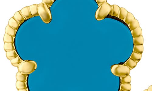 Cz By Kenneth Jay Lane Pavé Clover Hoop Earrings In Turquoise/gold