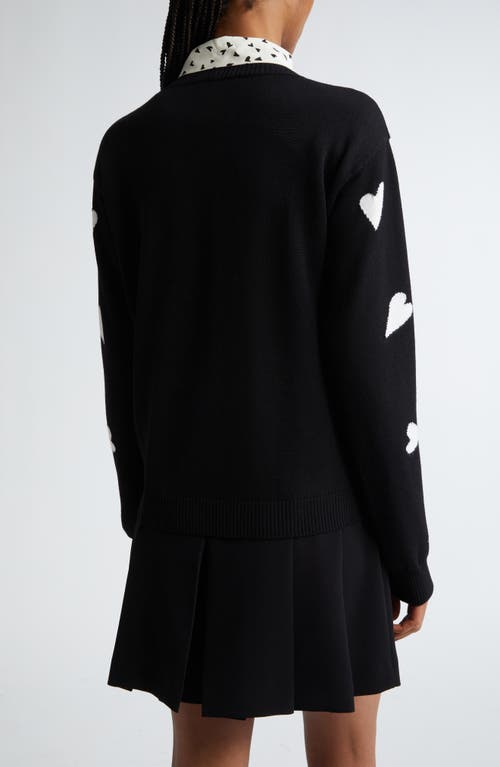 Shop Max Mara Studio Arnold Heart Print Virgin Wool Sweater In Black