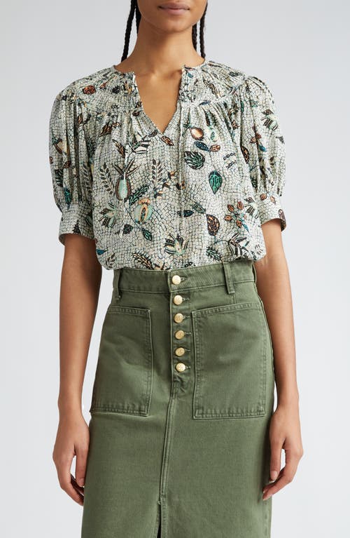 Ulla Johnson Shea Botanical Print Silk Top in Botanical Mist at Nordstrom, Size 2