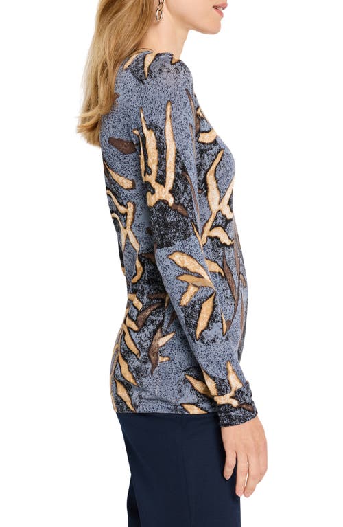 Nic + Zoe Midnight Fern Sweater In Indigo Multi