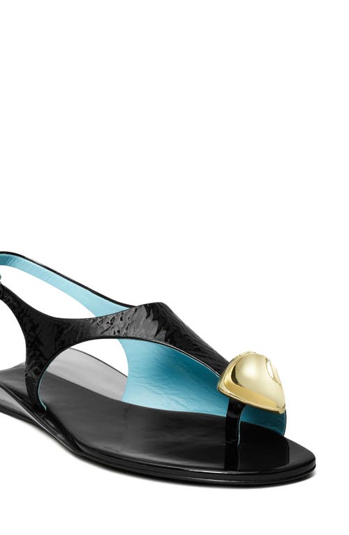 Tory Burch Patos Leather Pressed Coin Slingback Sandals In Nero