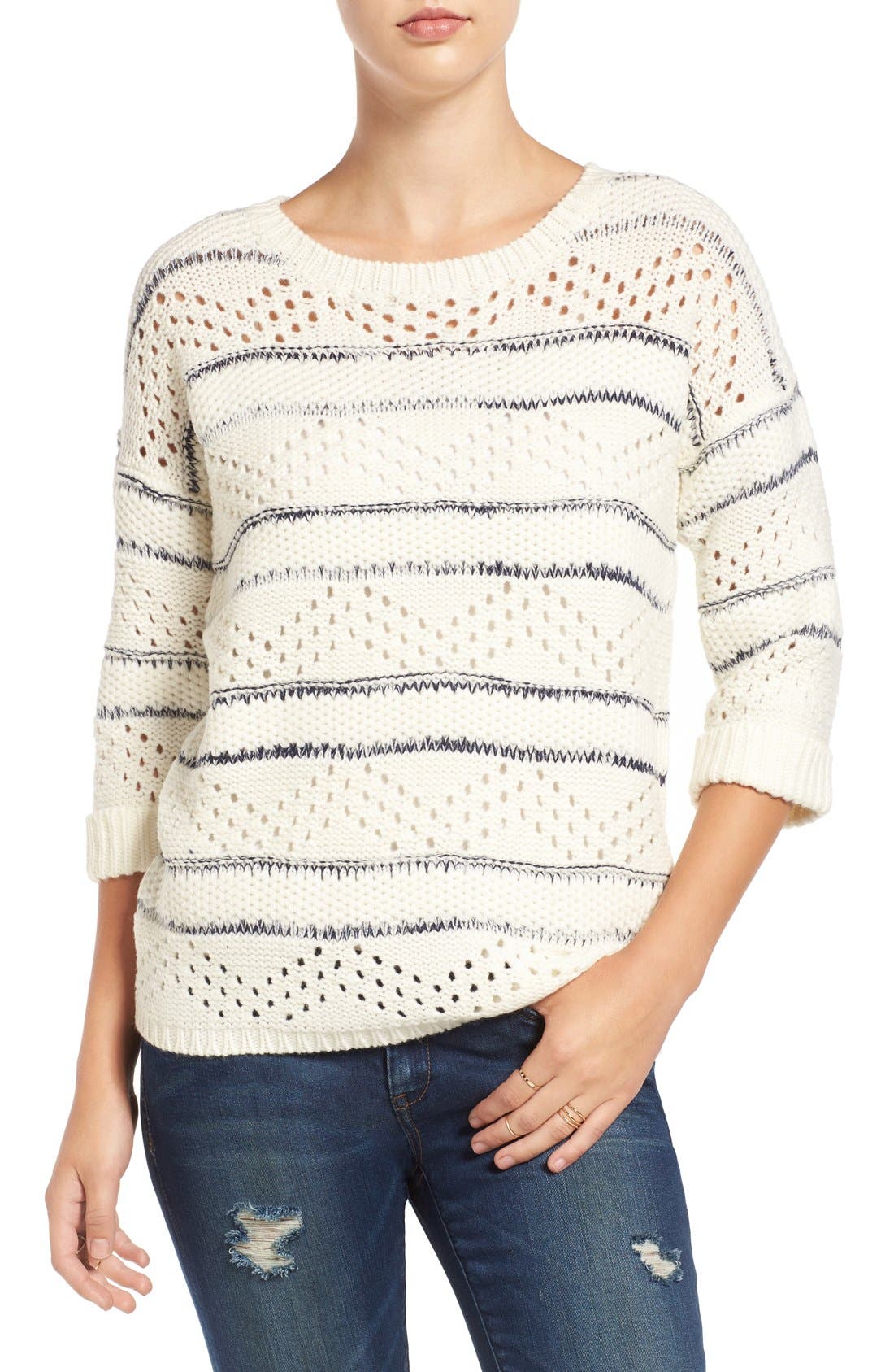 Elodie Stripe Pointelle Knit Sweater Nordstrom