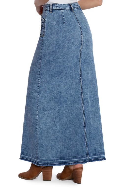 Shop Wash Lab Denim Royal Denim Maxi Skirt In Seaside Blue