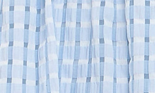 Shop English Factory Gingham Tiered Midi Dress In Ocean Blue