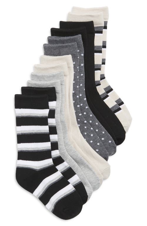 Nordstrom Kids' Assorted 6-Pack Dress Socks Grey- Multi Dot Stripe Pack at Nordstrom,