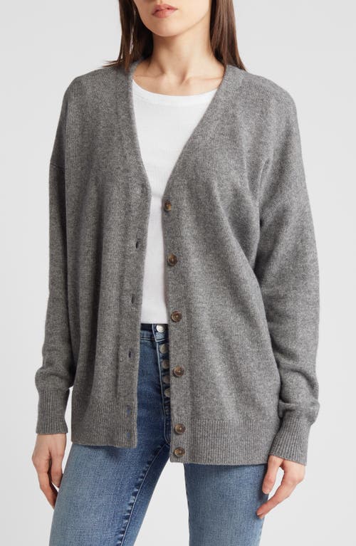 Shop Madewell Relaxed V-neck Wool Blend Cardigan In Heather Pewter