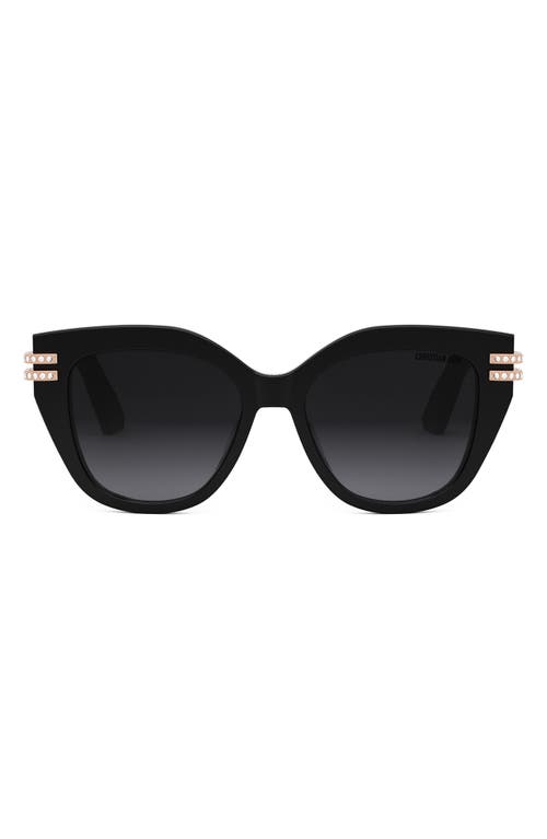 Shop Dior C 53mm Butterfly Sunglasses In Shiny Black/gradient Smoke