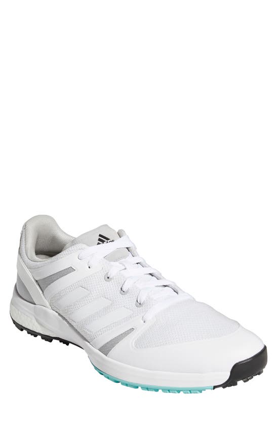Adidas Golf Eqt Primegreen Spikeless Waterproof Golf Shoe In White/ White/ Grey
