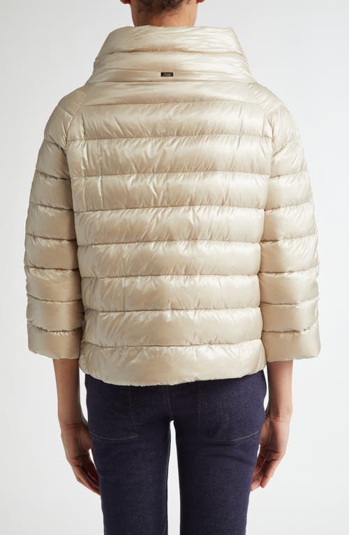 Herno Sofia Iconic Down Crop Puffer Jacket In Champagne