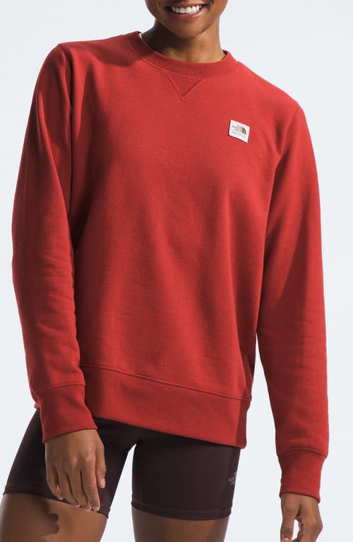 The North Face Heritage Patch Crewneck Sweatshirt In Iron Red