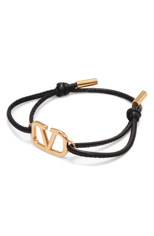 Valentino Garavani Vlogo Leather Slider Bracelet In Nero