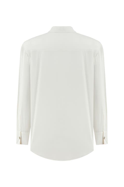 Shop Nocturne Long Sleeve Button- Up Shirt In Ivory