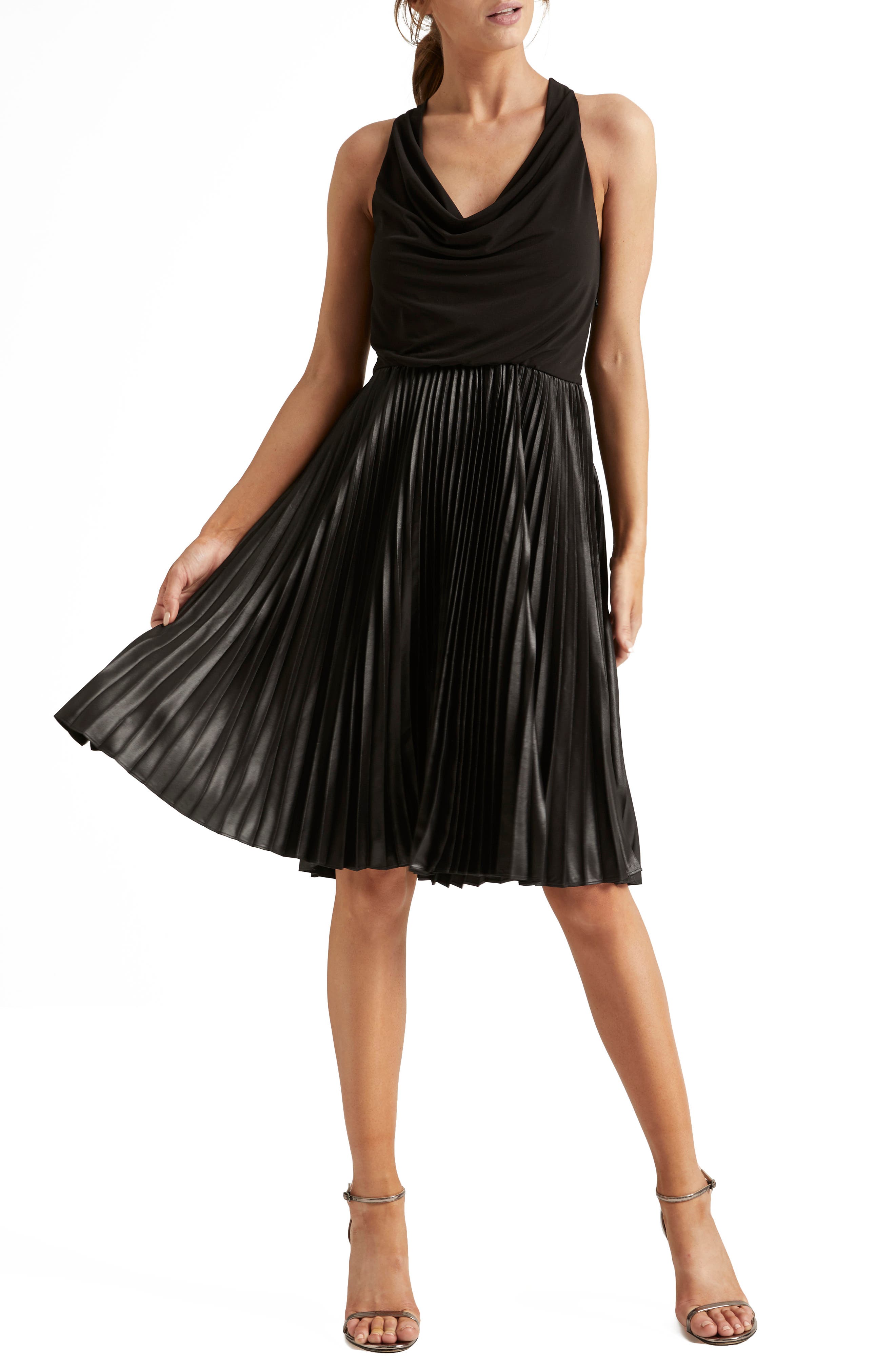 black flare cocktail dress