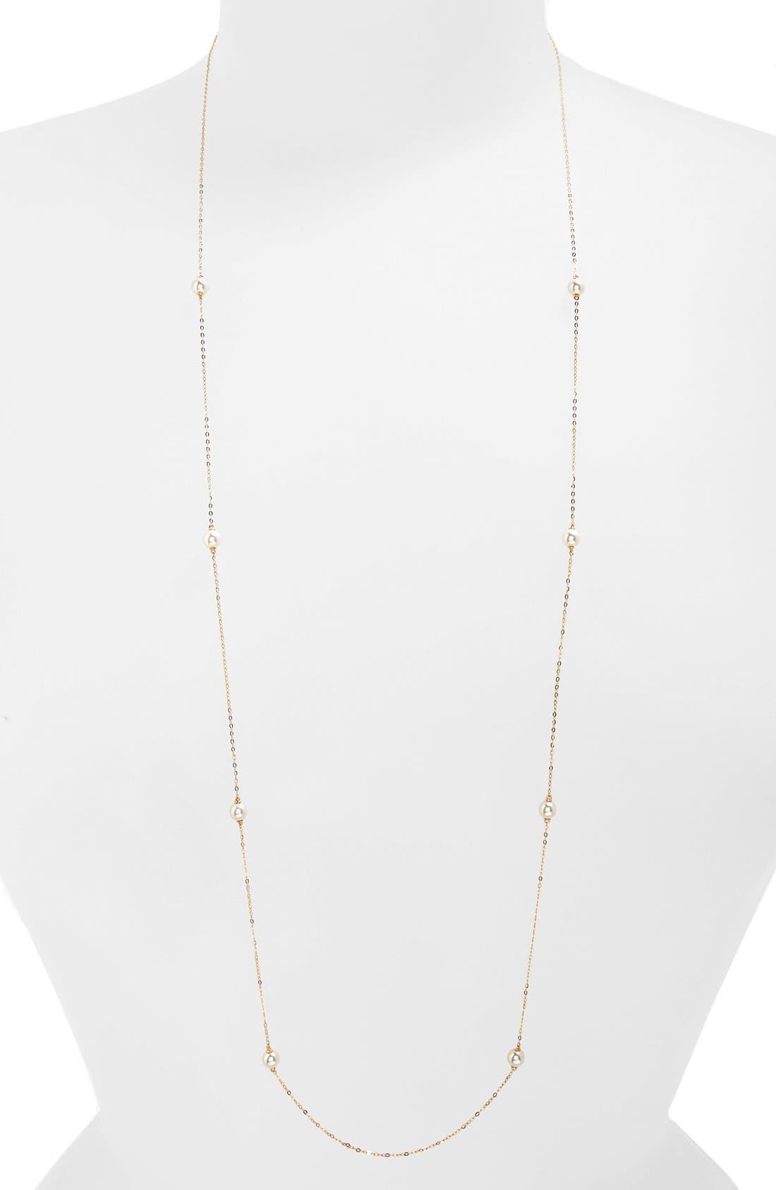 Nadri Long Faux Pearl Station Necklace Nordstrom