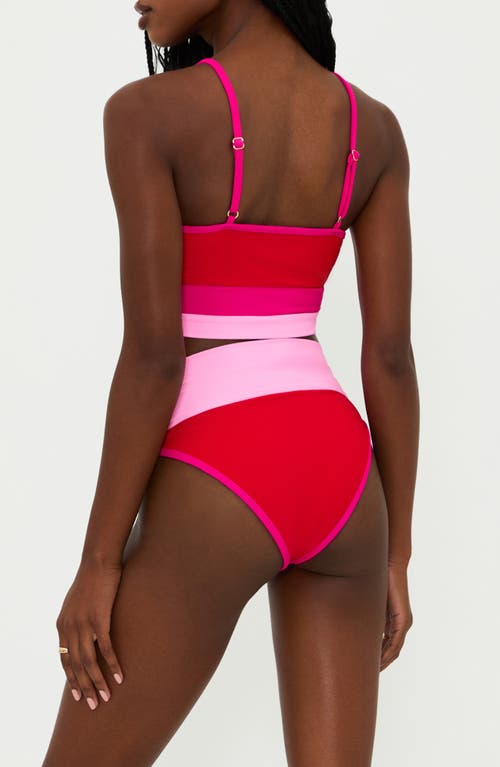Shop Beach Riot Emmy Colorblock High Waist Bikini Bottoms In Gumdrop Colorblock