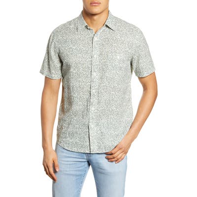 Faherty Coast Short Sleeve Button-Up Shirt, Green