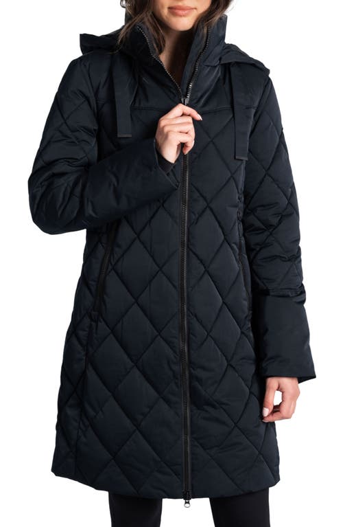 Lole Diamond Quilted Longline Jacket Black Beauty at Nordstrom,