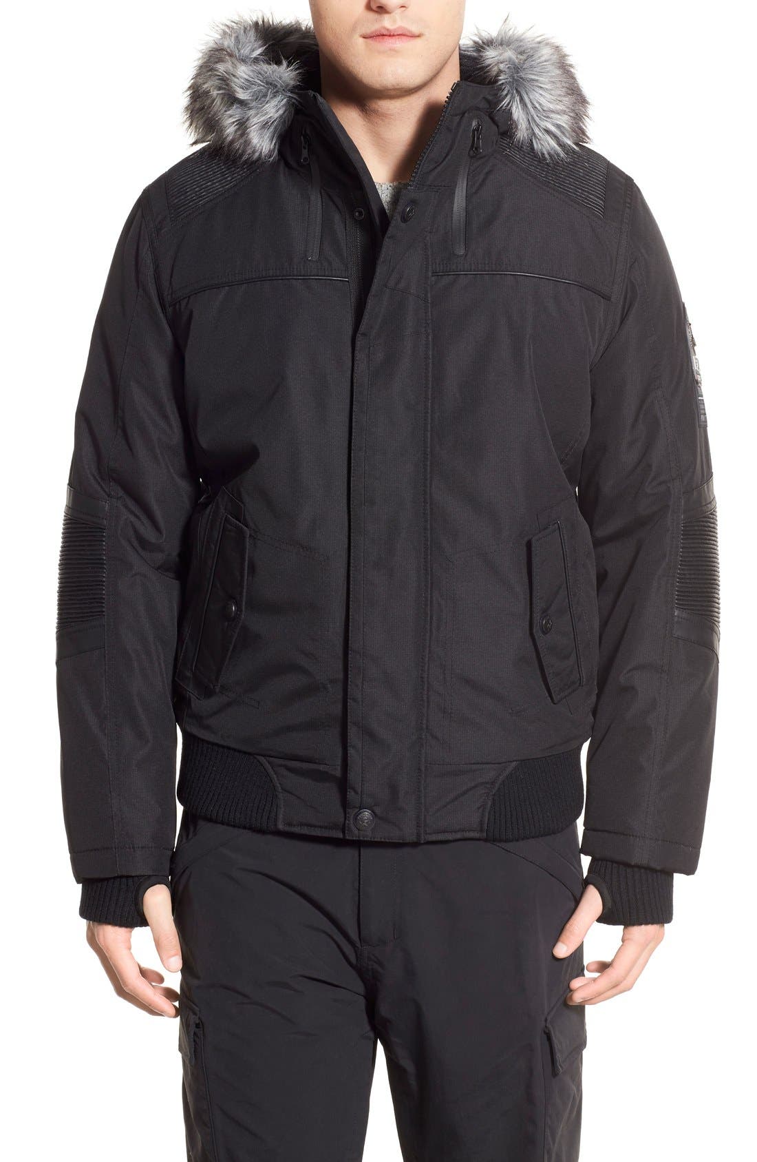 Point Zero Hooded Bomber Jacket with Faux Fur Trim Nordstrom