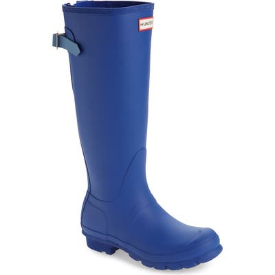 Hunter Original Tall Adjustable Back Waterproof Rain Boot, Blue