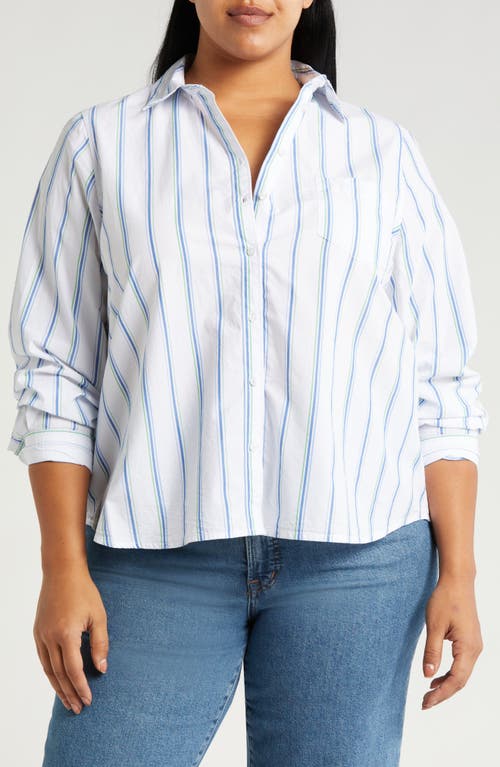 caslon(r) Stripe Cotton Poplin Button-Up Shirt White- Blue Marmara Leigh Ann at Nordstrom