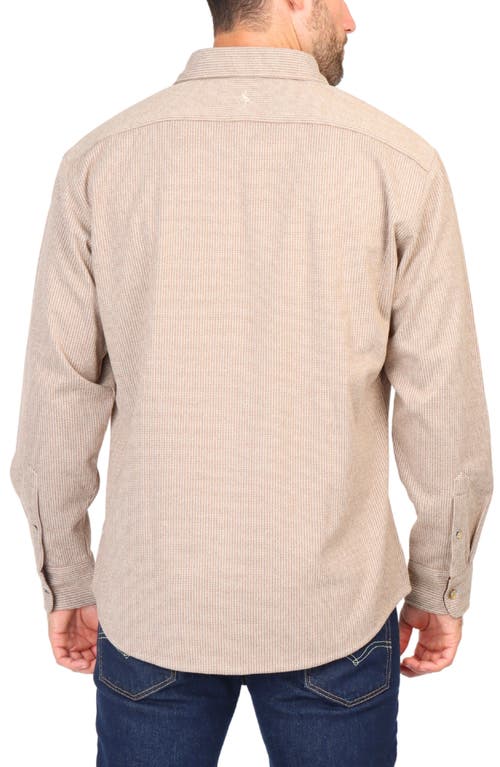 Tailorbyrd Houndstooth Faux Suede Button-up Shirt In Barley