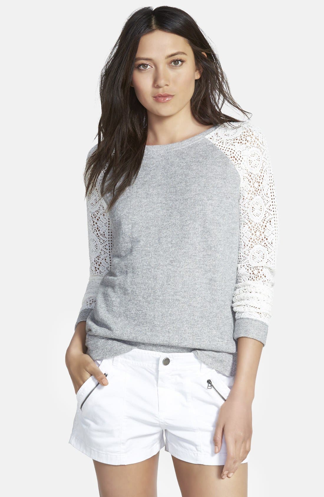 lace sleeve sweatshirt