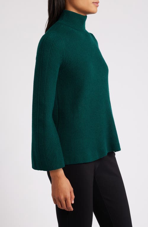 Shop Anne Klein Mock Neck Rib Sweater In Pine Forest