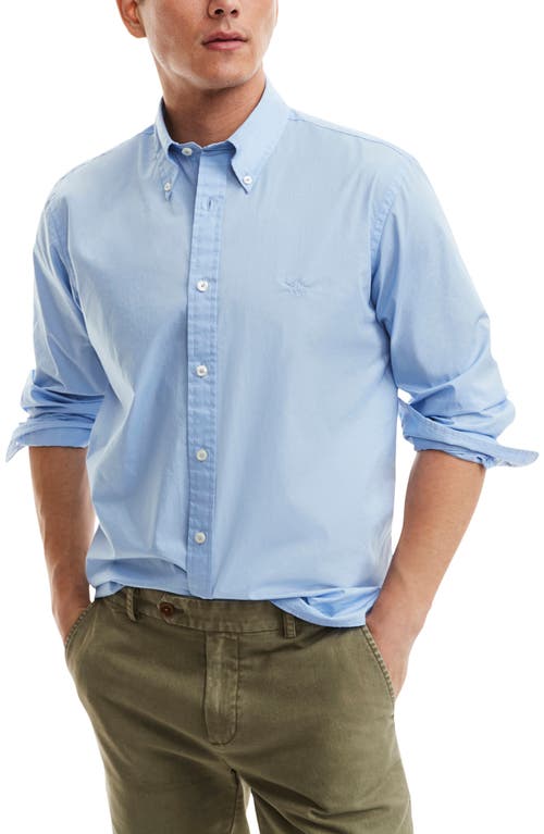 Brooks Brothers Friday Regent Fit Washed Poplin Button-Down Shirt in Ltblue
