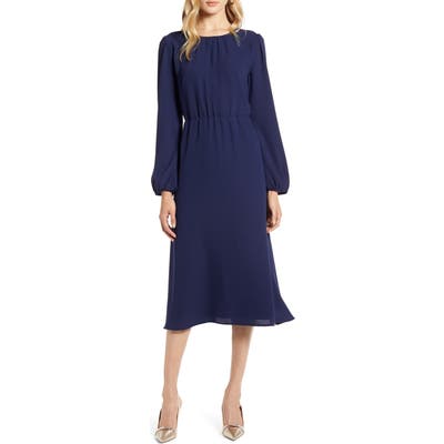 Petite Halogen Long Sleeve Dress, Blue