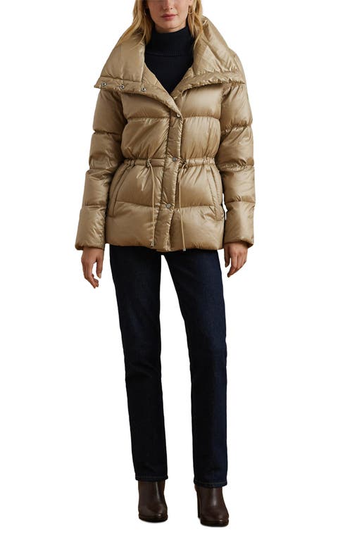 Shop Lauren Ralph Lauren Soft Loft Quilted Down Puffer Coat In Birch Beige