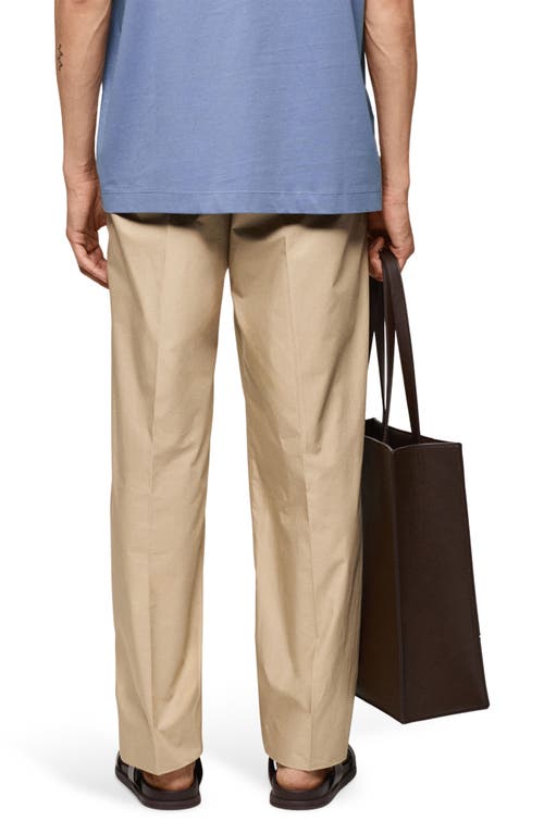 Shop Mango Regular Fit Cotton Pants In Beige