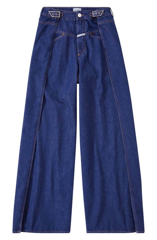 Shop Closed Margo High Waist Baggy Flare Jeans In Dark Blue