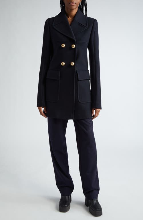 Shop Stella Mccartney Double Breasted Wool Peacoat In 4101 - Ink