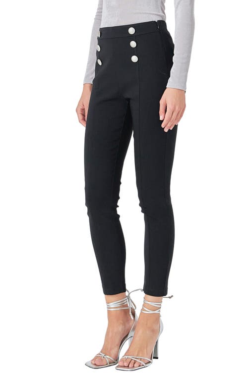 Shop Endless Rose Sailor Button Skinny Pants In Black