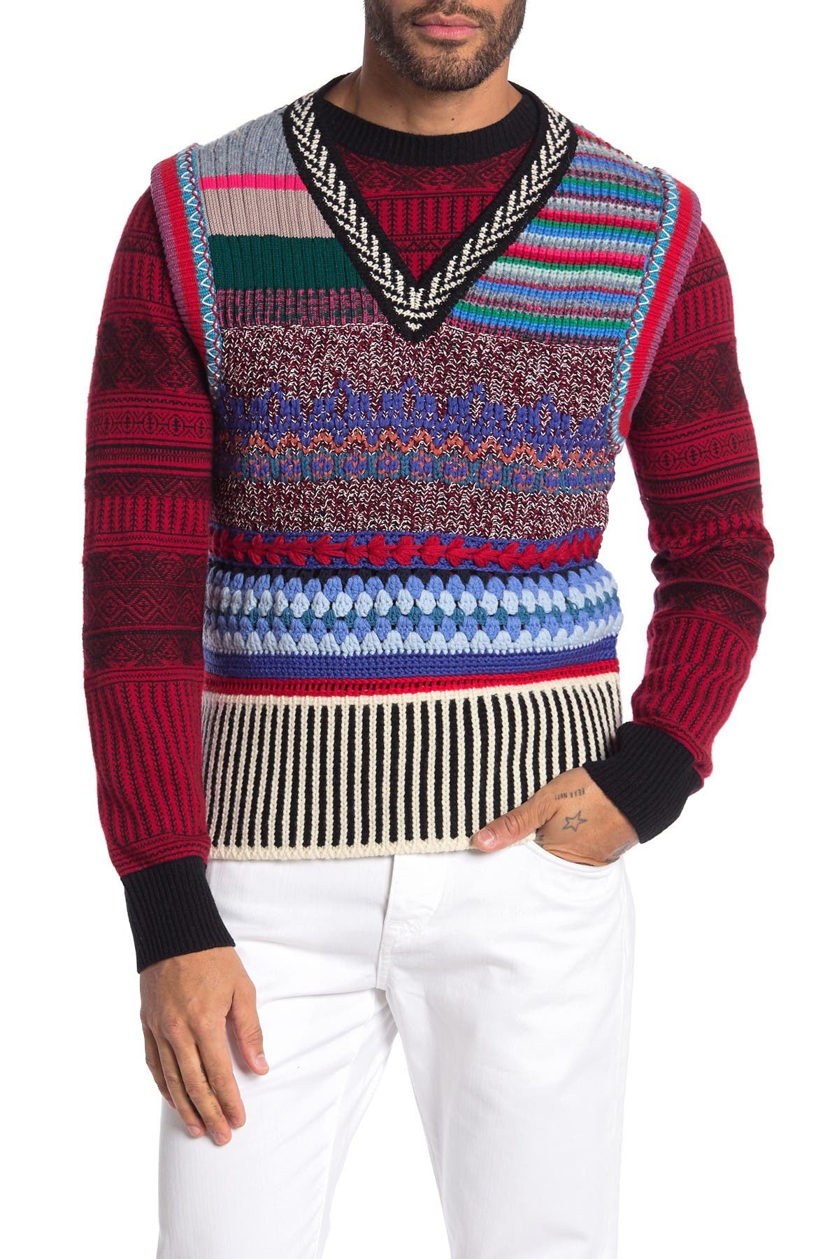 patterned sweater vest