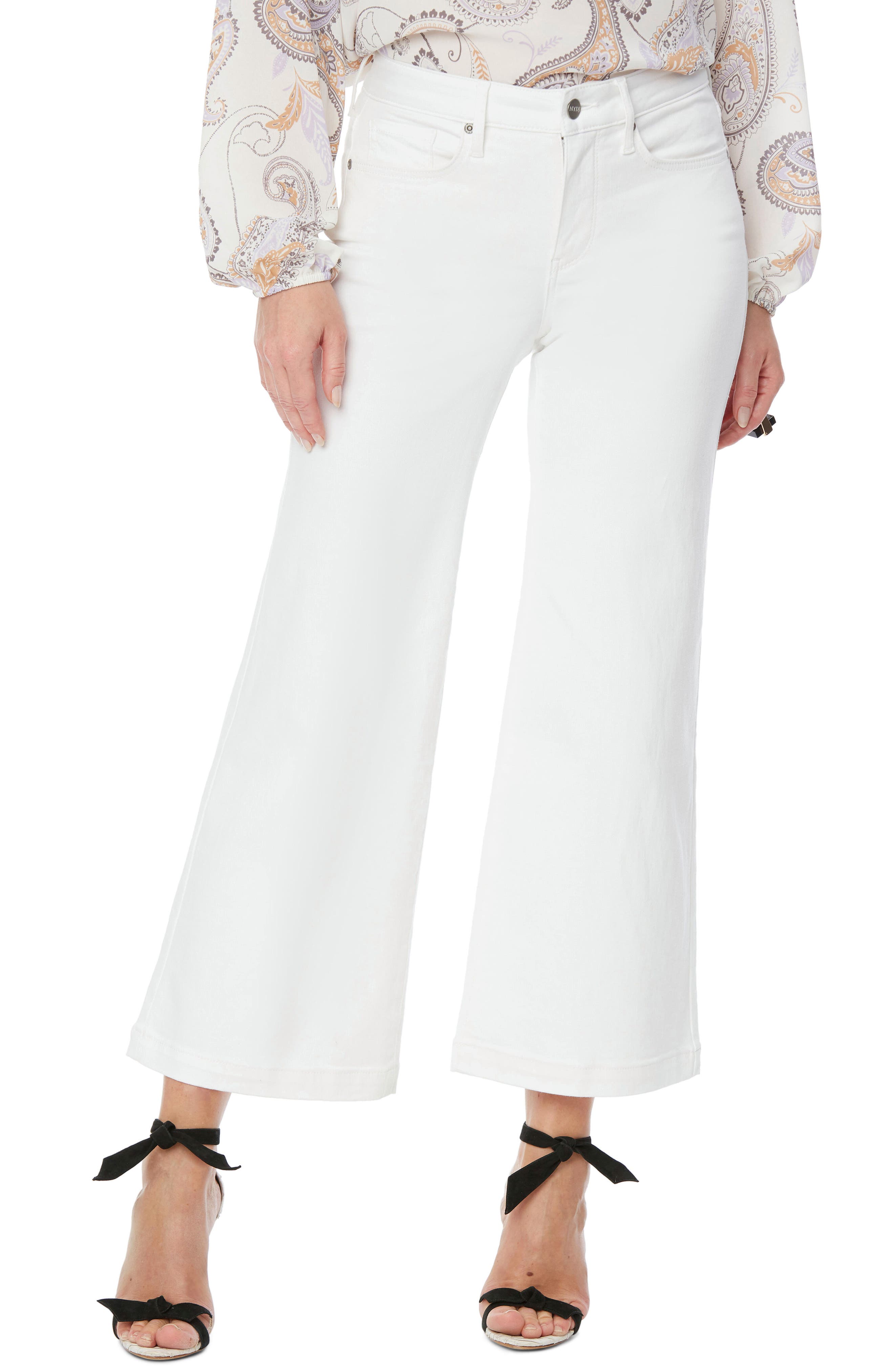 white cropped flare jeans