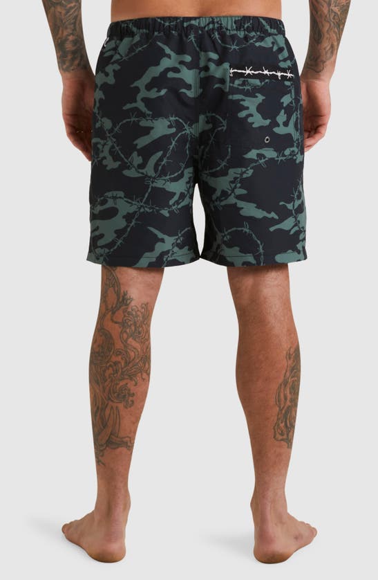 Shop Quiksilver Mike Volley Recycled Swim Trunks In Black