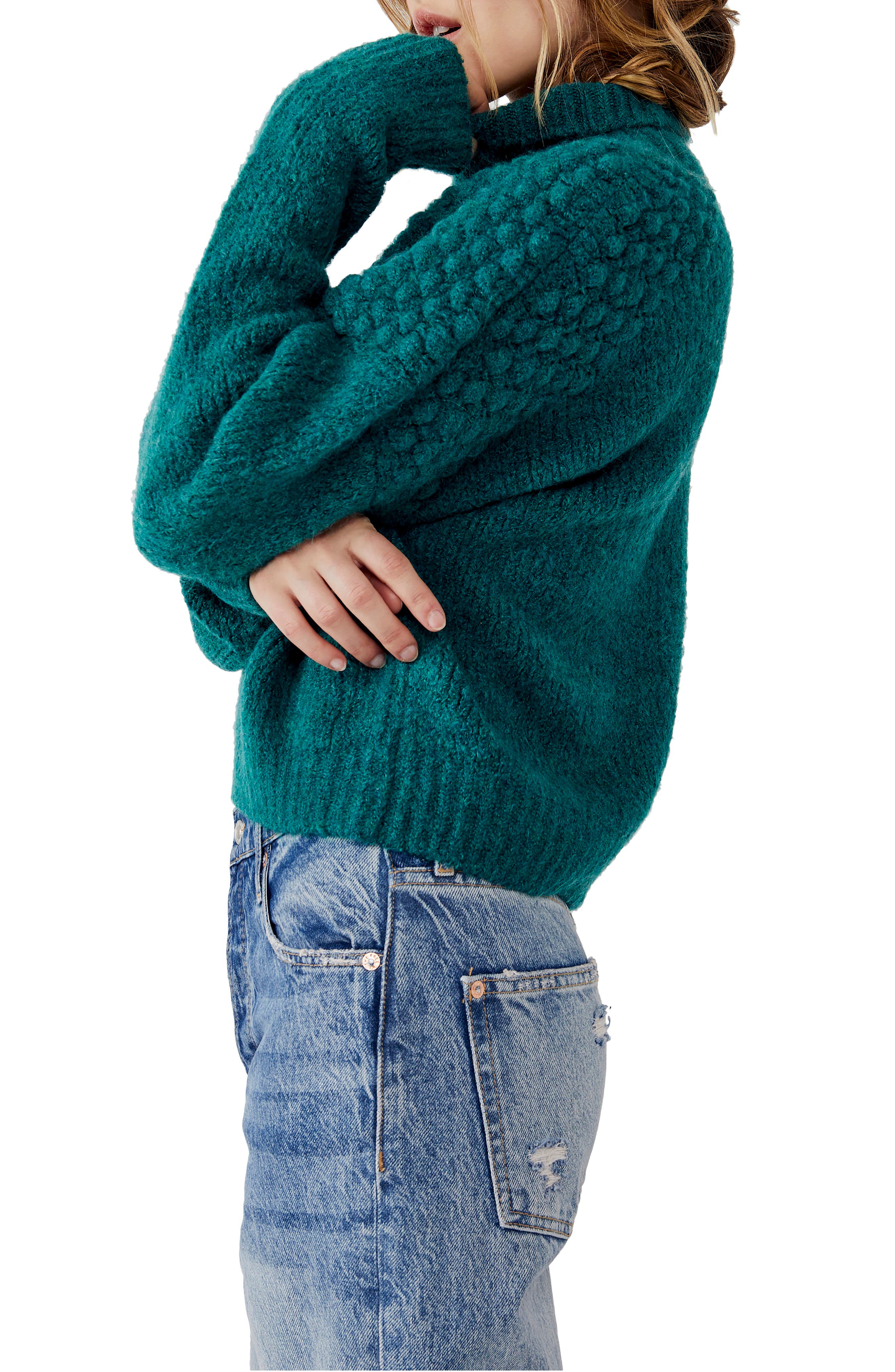 Free People Bradley Turtleneck Pullover Sweater Alpine Heather