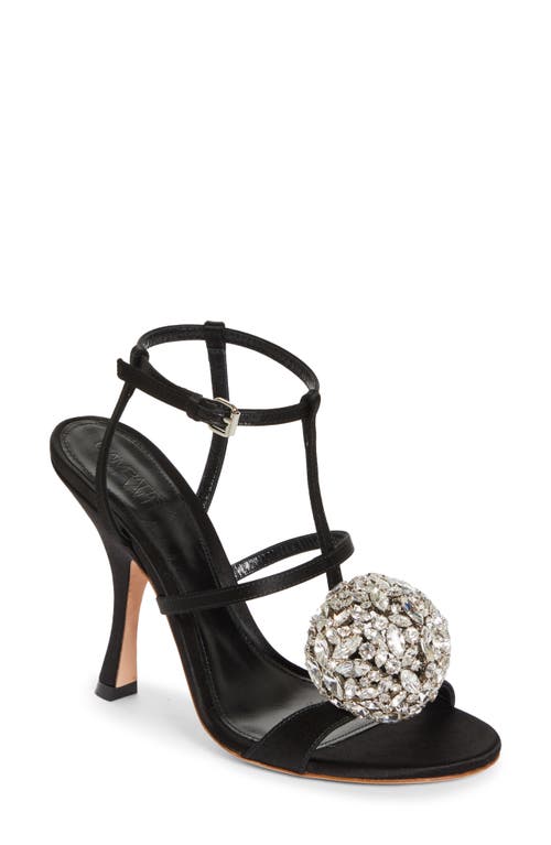 Giambattista Valli Crystal Ball Ankle Strap Cage Sandal in Black/Crystal 