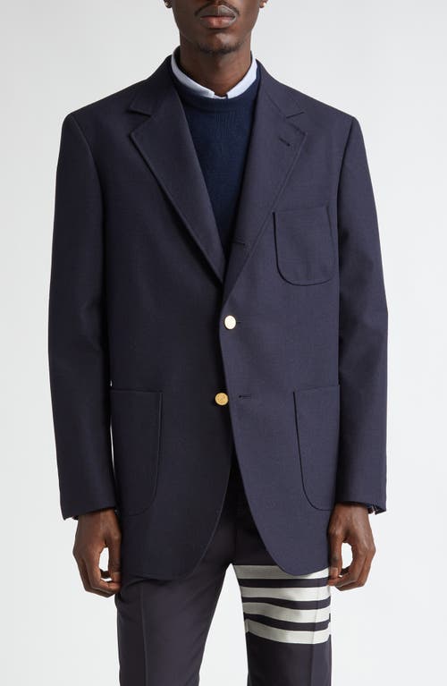 Shop Thom Browne Unstructured Virgin Wool Hopsack Sport Coat In Navy