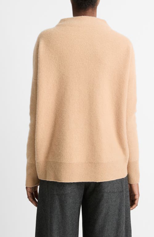 Shop Vince Boiled Cashmere Funnel Neck Pullover In Camel