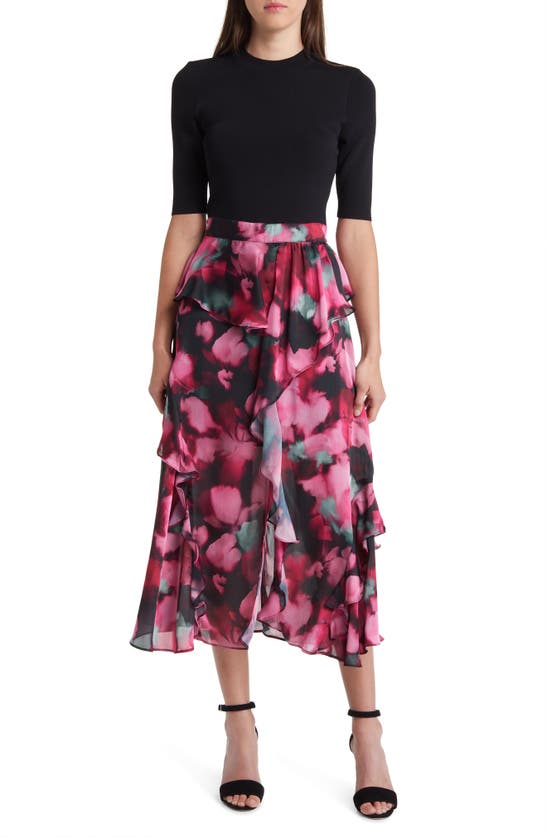 Shop Ted Baker Darciia Knit Bodice Tiered Dress In Black