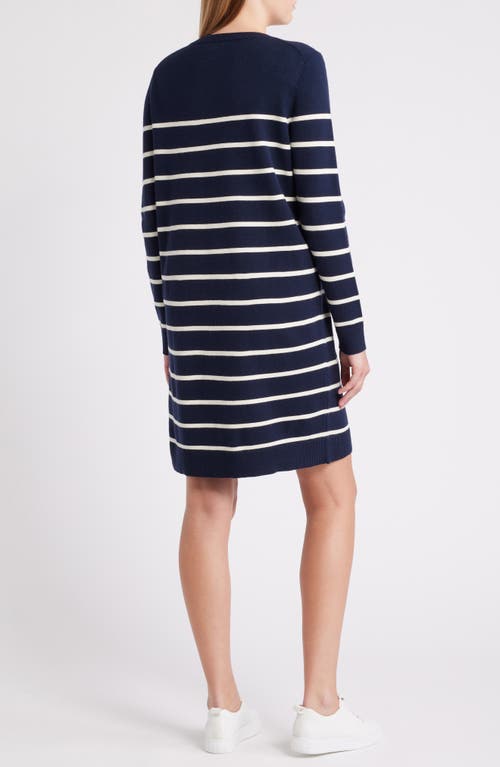 CASLONR CASLON(R) STRIPE LONG SLEEVE SWEATER DRESS 